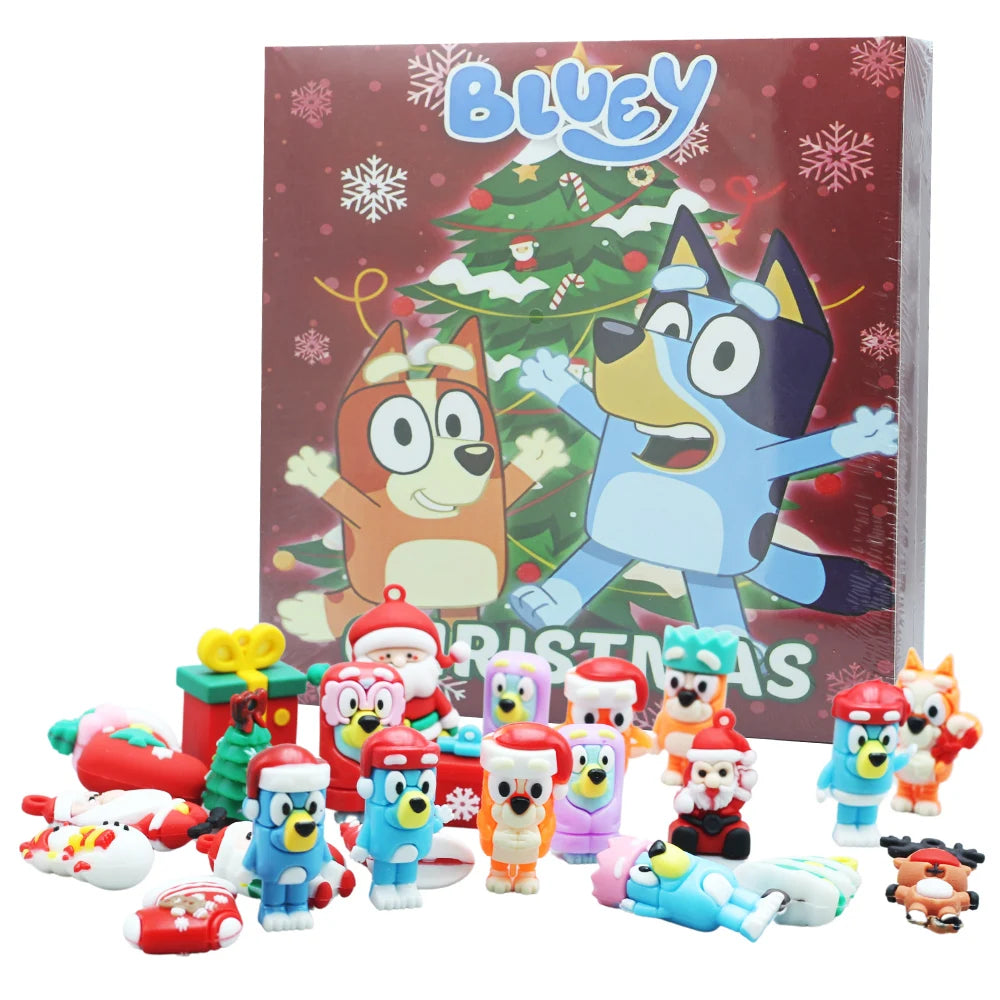 2026 New Bluey Blind Box Christmas Advent Calendar Christmas Blind Box 24-Day Countdown Surprise Box Children'S Toys Giftq