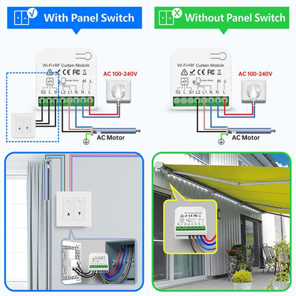Tedeligo Tuya WiFi RF Smart Curtain Switch,110V 220V Roller Shutter Blinds Control Module with Wireless Remote,work with Alexa