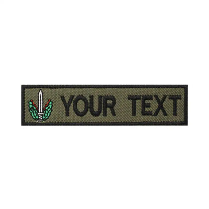 Customized name text embroidery patch with tactical patch army green background, tactical name sticker, hook and fur on the back