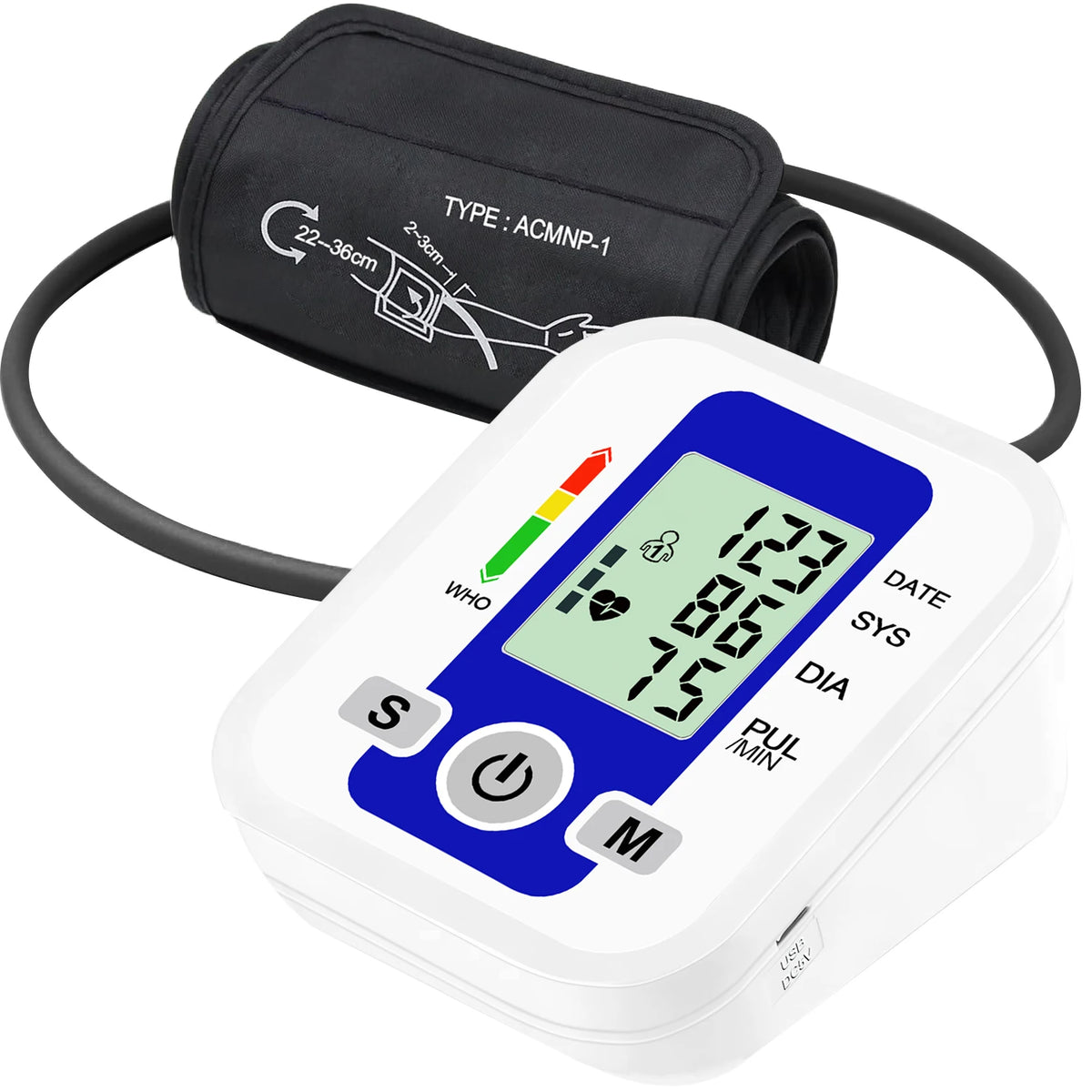 Automatic Arm Blood Pressure Monitor LCD Pressure Sensor Monitor BP Automatic Tonometer Digital Tensiometer LED Display Cuff