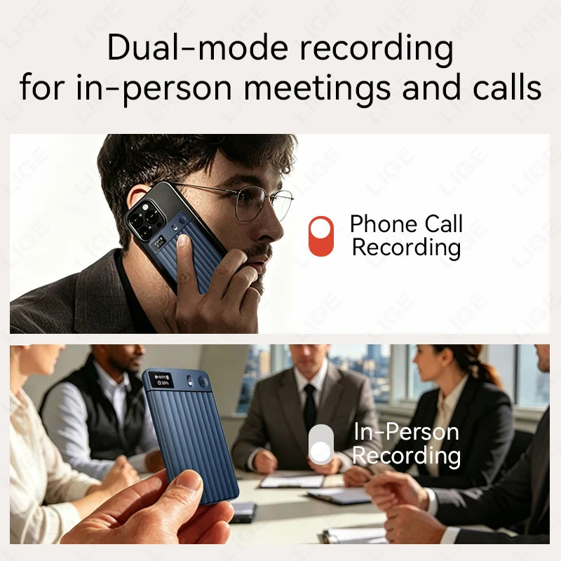 LIGE AI Voice Recorder GPT Intelligent APP Control Audio Mind Map Real Time Transcription Translate Summary Phone Call Recording