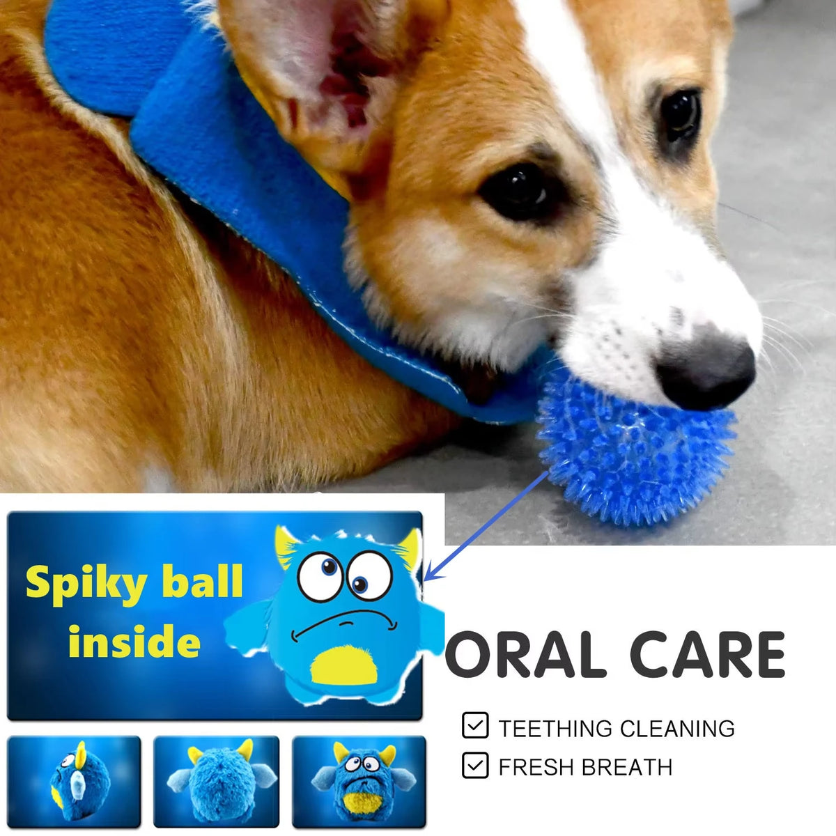 OUZEY Squeaker Dogs Balls Toy Bite Resistant Plush Toys For Small Dogs Interactive Chew Ball Toys Pets Training Accessories