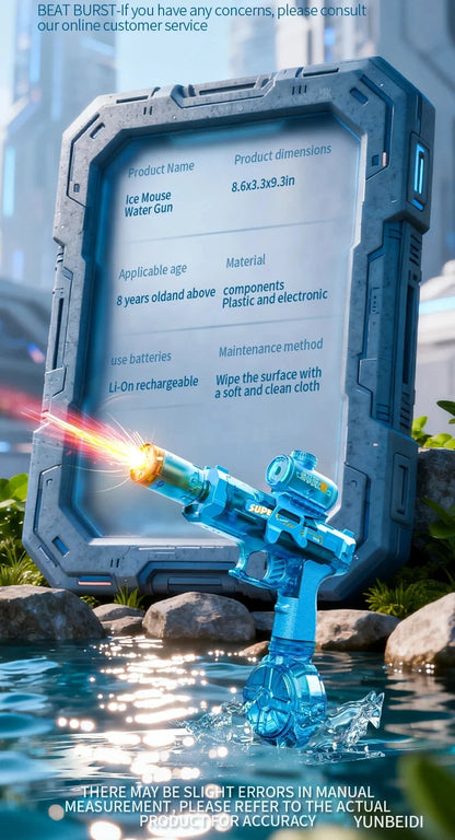 Electric Water Gun Simulation Shooting Water Gun with Recoil Flash Function Summer Outdoor Beach Game Toys Children Adults Gifts