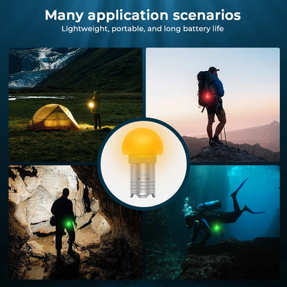 Wurkkos DL04 RGB Signal Light 9 RGB Modes IPX8 Waterproof Detachable 800mAH Battery, Jellyfish Design for Camping, Diving