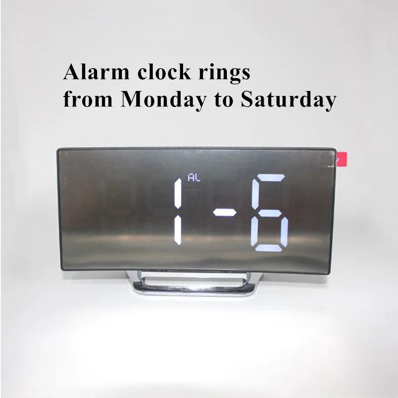 Mirror Digital Alarm Clock Temperature Date Night Mode Snooze USB Powered Always On Table Clock 12/24H Anti-disturb LED Clock