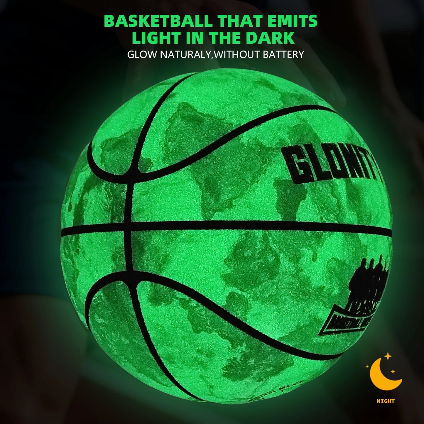 Glowing Basketball Adult Youth Men Official Size 5/6/7 Non-slip Outdoor&Indoor Night Use Durable Luminous Basketball Ball Green