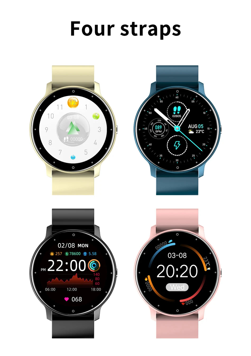 Smartwatch LIGE męski damski z pełnym ekranem dotykowym Sportowy zegarek fitness męski IP67 Wodoodporny Bluetooth dla Androida iOS Smartwatch Mężczyźni