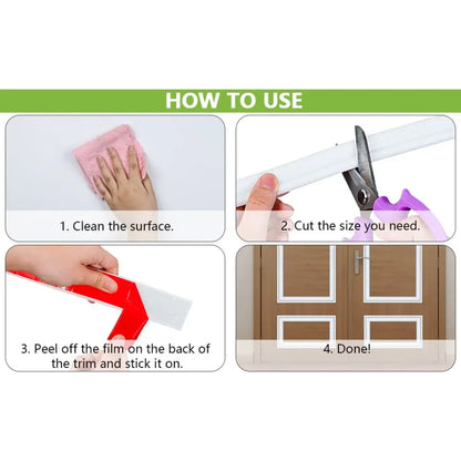 Self-Adhesive Wall Decoration Molding Trim 3D TPE Chair Rail Panel Molding DIY Universal Wall Protector Cabinet Border