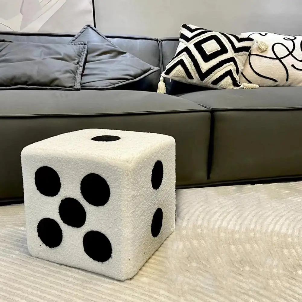Large Cubic Imitation Lamb Wool Funny Shoes Stool Bedroom Decorative Dices Stool Living Room Mobile Furniture Home Decoration