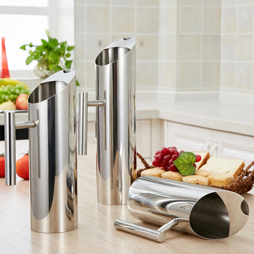 1/2L Kitchen Cold Wine Pitcher Stainless Steel Wine Juice Water Jug Ice Cold Freeze Water Pot Kettle for Restaurant Cafe Mix Bar