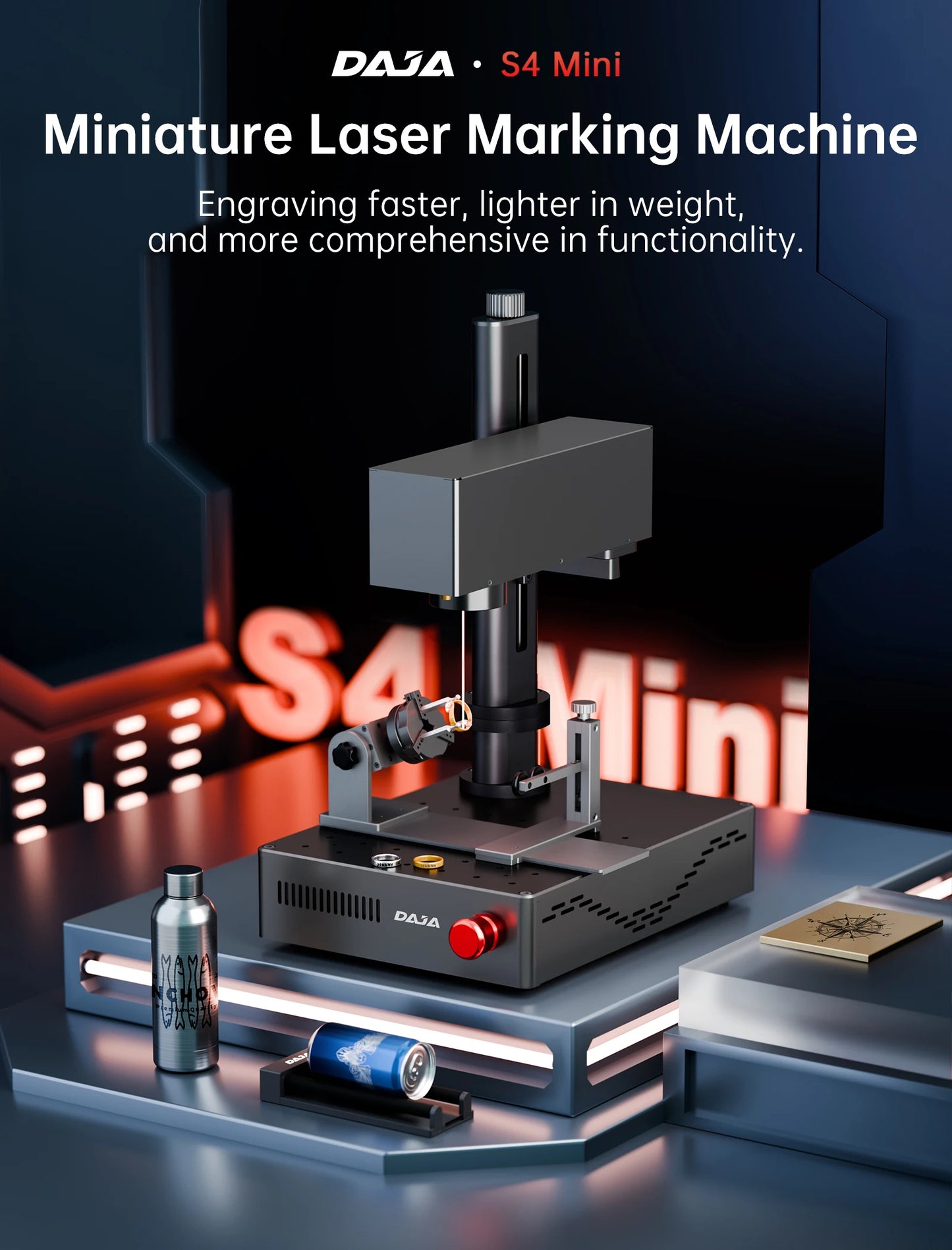 DAJA MINI Portable Fiber Laser Marking Machine High Precision Industrial Business 90*90mm for ALL Metal Jewelry Leather Acrylic