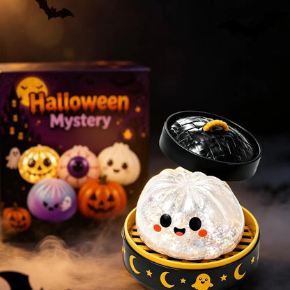 5.5cm Soft Squishy Dumpling Toy With Halloween Theme Steamed Box Slow Rising Funny Sensory Toy Decompression Squeeze Toy Gift
