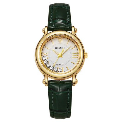 Ladies Fashion 2025 New Simple Roller Ball Small Quartz Watch Business Black Leather Women's Dress Clock Wristwatch