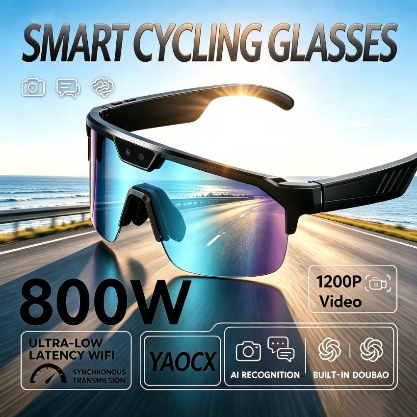 2026 Cycling Glasses with 800W HD Camera UV Protection Voice Assistant AI Translation Bluetooth Wireless Calling Cycling Glasses