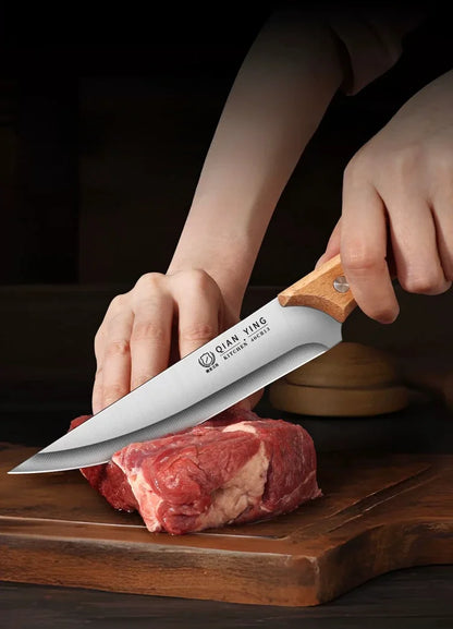 Professional forging bone removal and slicing knife set, kitchen knife with wooden handle, meat cutting knife with blade sheath