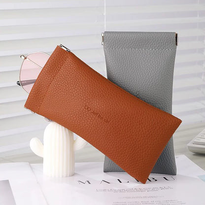 Litchi Magnetic Automatic Closing Glasses Bag Men Women Fashion Portable Soft PU Leather Reading Sunglasses Protective Pouch