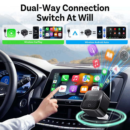 OTTOCAST Wired Wireless Android Auto CarPlay Mini Core Adapter Tiny Cube Dongle for Buick Cadillac Chevrolet Ford Hyundai Lada