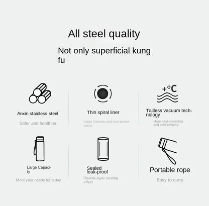 1L Stainless Steel Vacuum Flask Dual Use Hot Cold Drink Bottle Portable Thermal Container Perfect for Holding Water Tea Coffee