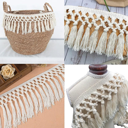 1 Yard 14cm Wide Tassel Trim Cotton Fringe Boho Macrame Tassel Ribbon For DIY Craft Hometextile Curtain Sewing Accessories