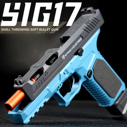 Automatic Continuous Firing SIG17 Shell Ejceting Toy Gun EVA Soft Bullets Airsoft Pistol for Outdoor Sports Shooting Gift
