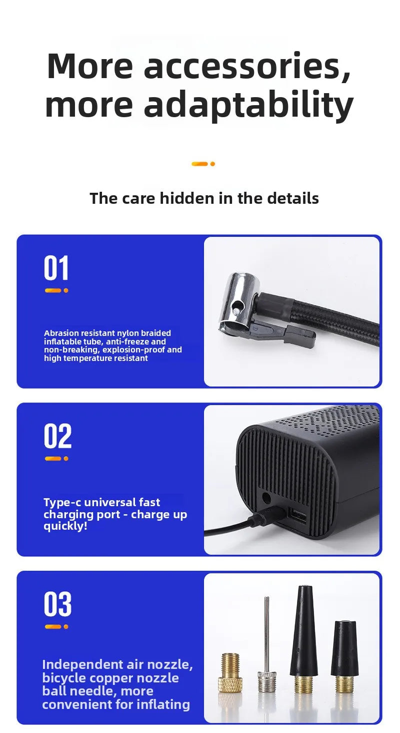 3-in-1 Wireless Car Inflator - Handheld Jump Starter & Power Bank for Car, Home & E-Bike