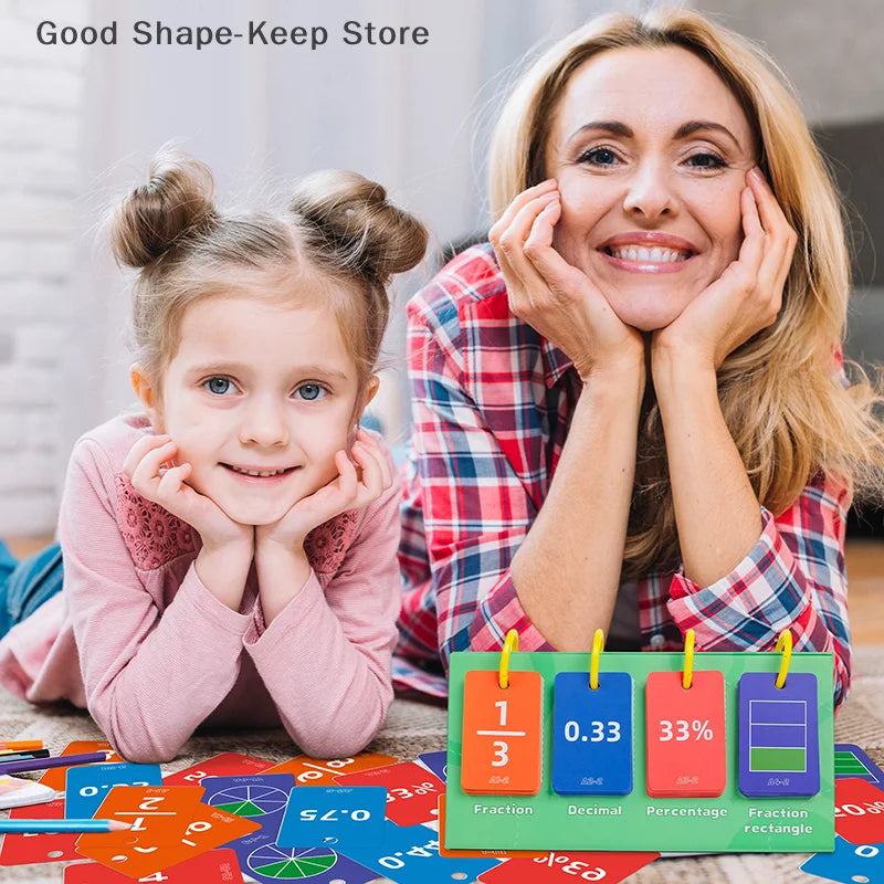 104PCS Educational Toys Decimal Fraction Percentage Conversion Cards Table Model Kids Thinking Cognition Training Aid
