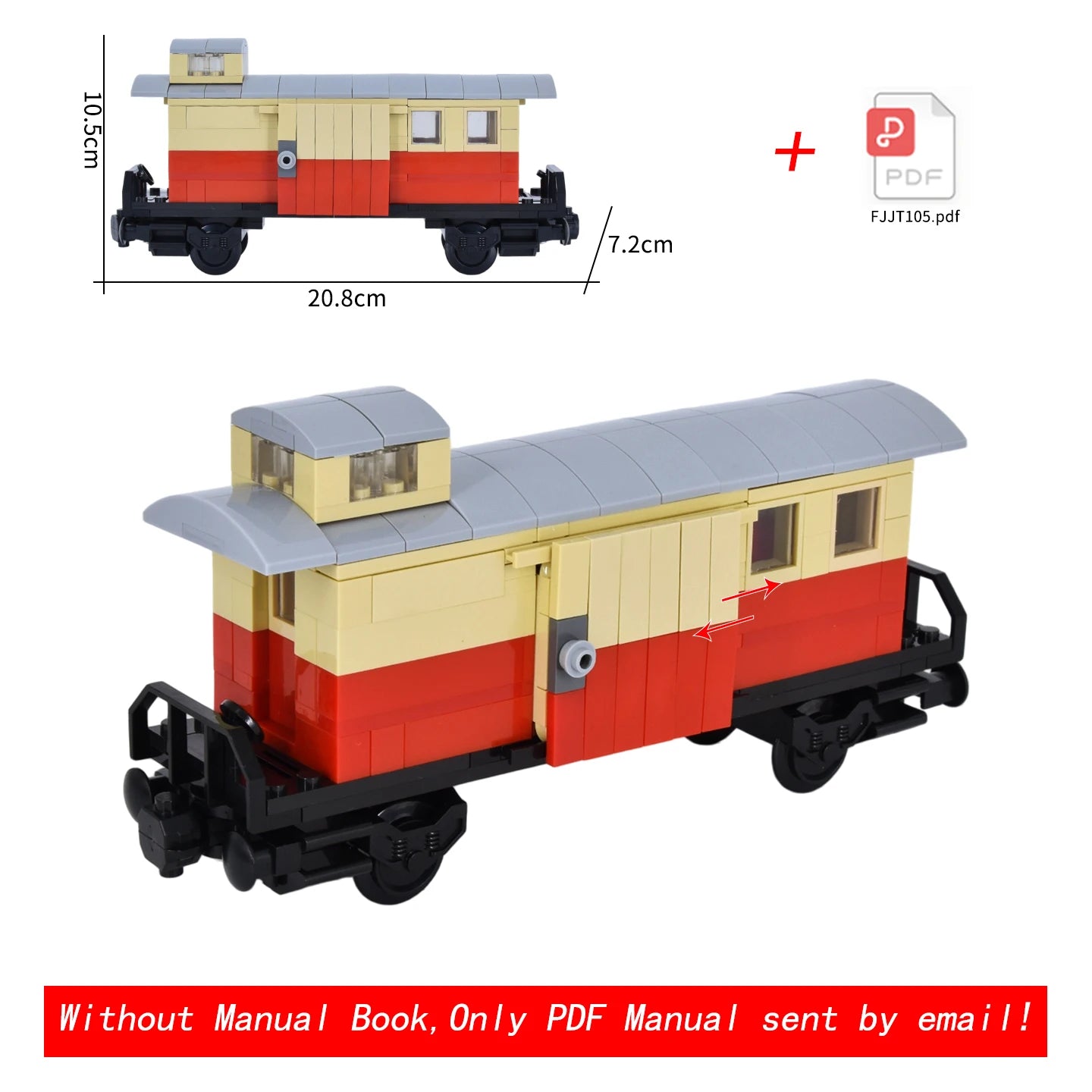 Vintage Dual Cab Train MOC Blocks, Detailed Retro Railway Locomotive, Educational DIY Toy for Train Fans, No Paper Manual