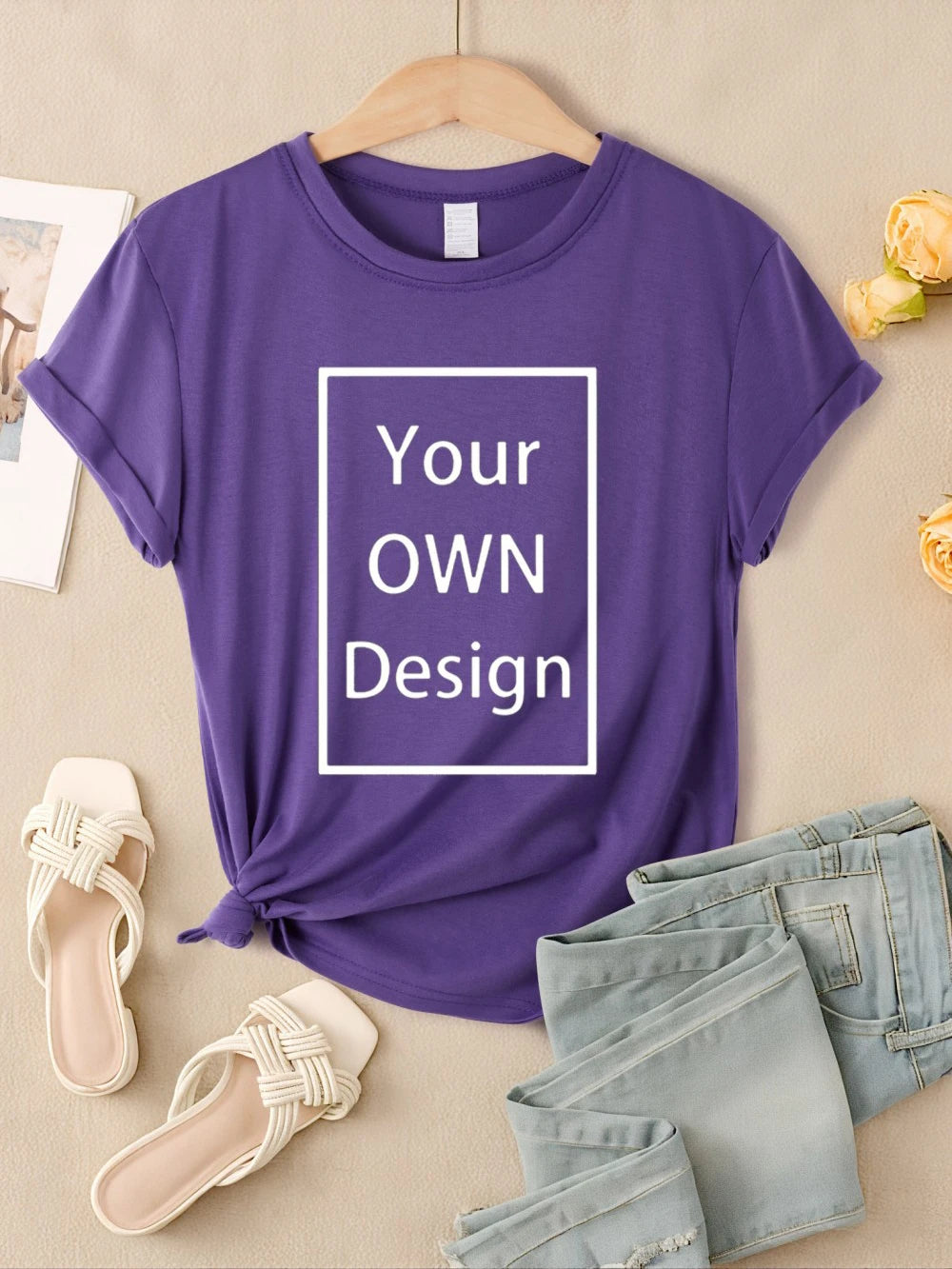 Summer Custom Womens T-Shirts DIY Logo/Graphic Tops Basic Multicolor T Shirt Loose O-Neck Short Sleeve Tees Casual Woman Clothes