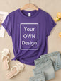 Summer Custom Womens T-Shirts DIY Logo/Graphic Tops Basic Multicolor T Shirt Loose O-Neck Short Sleeve Tees Casual Woman Clothes