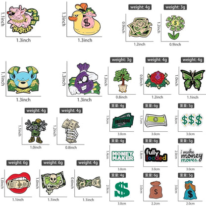 Creative US Dollar Money Enamel Pins Collection Cartoon Banknote Get Rich Brooch Backpack Lapel Metal Badge Fun Jewelry for Gift