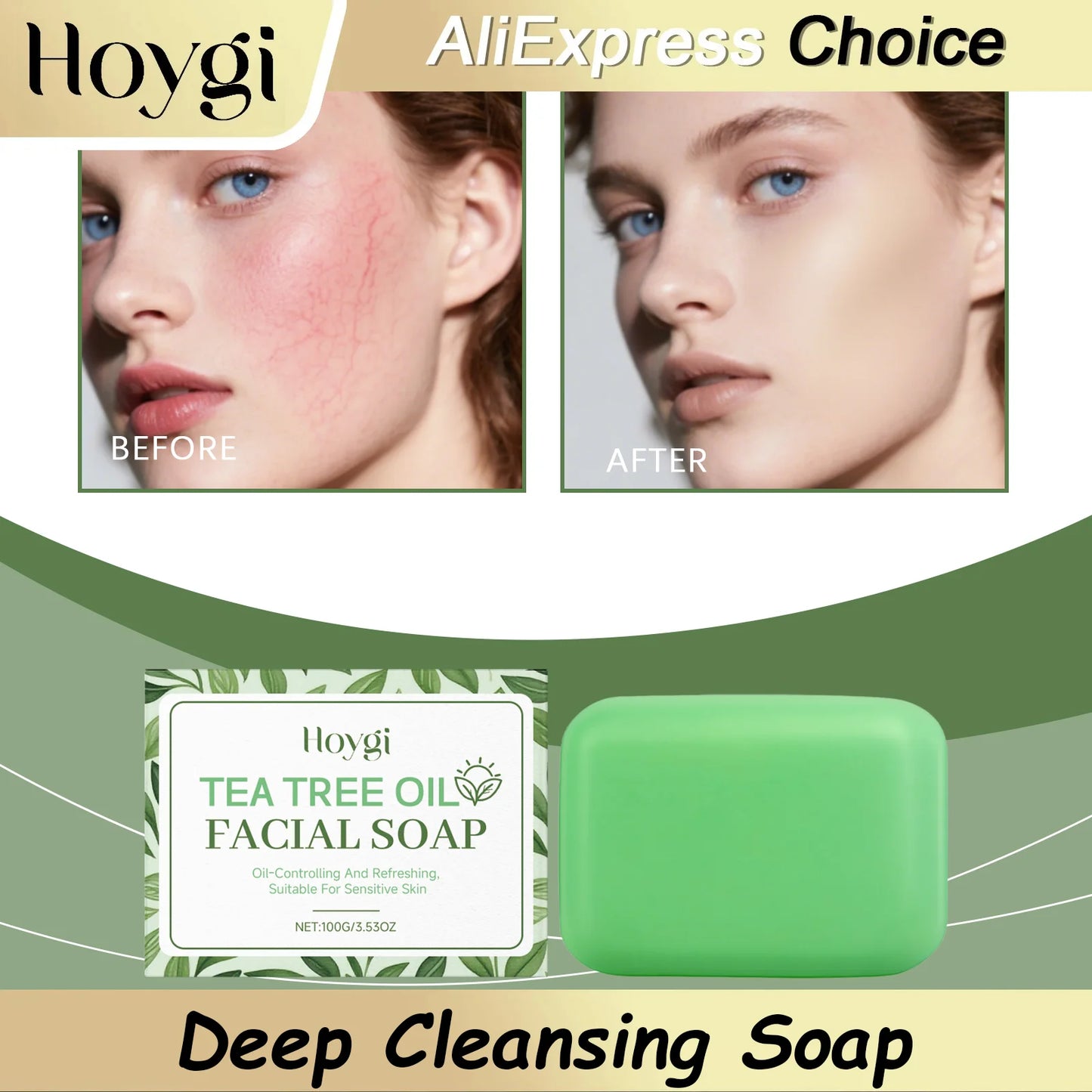 HOYGI Tea Tree Oil Soap Moisturizing Exfoliate Relieve Cleansing Soap Facial Cleansing Oil Control Moisturize Face Wash Skincare