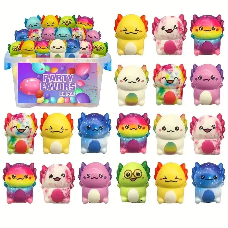 hot 12/24PCS Kids Adult Mini Kawaii Newt Cute Stress Relief Squeeze Toys Random Slow Rising Toy Carnival Goodie Party Send Gift