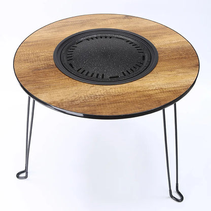 Fireplace Small Round Table Foldable Fire Pit Pot Outdoor Multifunctional Portable Camping Barbecue Table Set