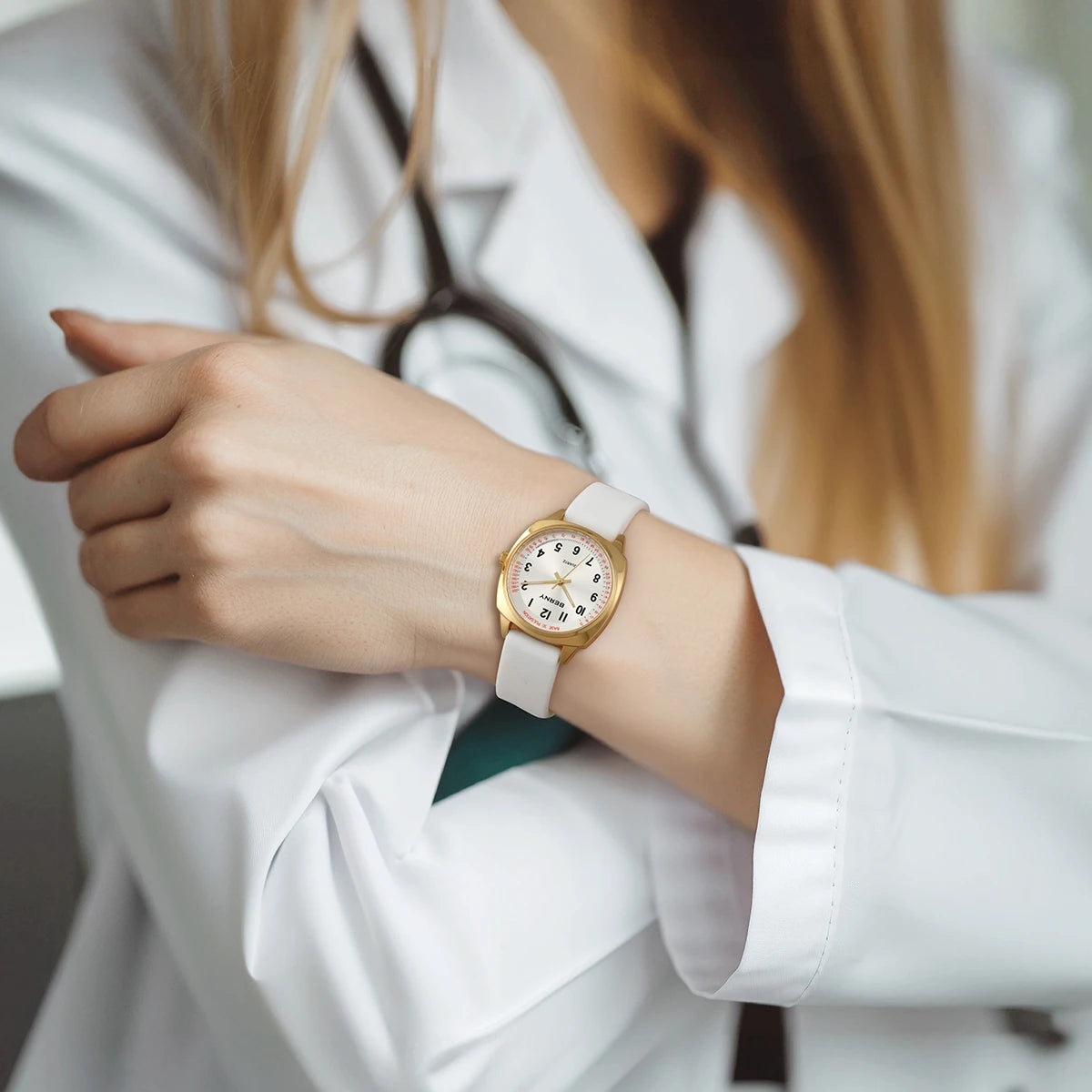 BERNY Women's Watches Nurse Watch Casual Simple Ladies Gold Quartz Watches Luminous Easy Read Waterproof Sport Women Wristwatch