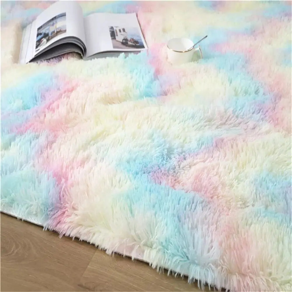 Pink Bedroom Carpet For Children's Room Cute Girls Floor Soft Mat Living Room Decoration White Fluffy Large Kids Bedside Rugs