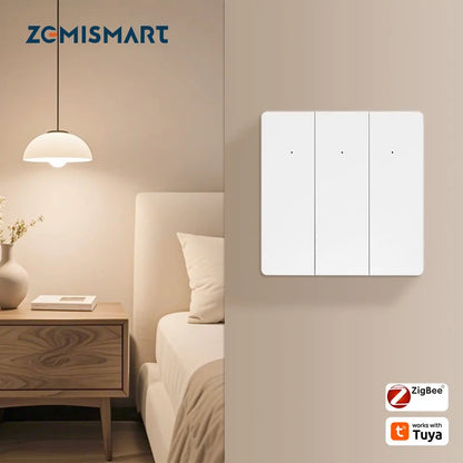 Zemismart Zigbee No Neutral Switch Physical Push Interruptor Smart Wall Switches Work with Tuya Magnetic Latching Relay 220V