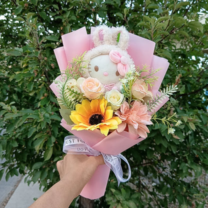 Anime Hello Kitty Cartoon Plush Bouquet Rose Flowers  Soft Plush Doll Home Wedding Decoration Christmas Valentine's Day Gift