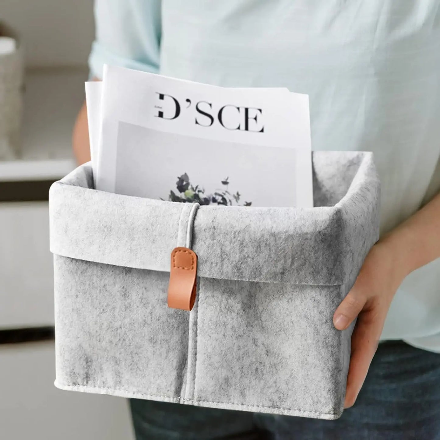 1-5PCS Desktop Organizer Basket Felt Storage Bin for Snacks and Sundries Home Office Desk Tidy Declutter Storage Box