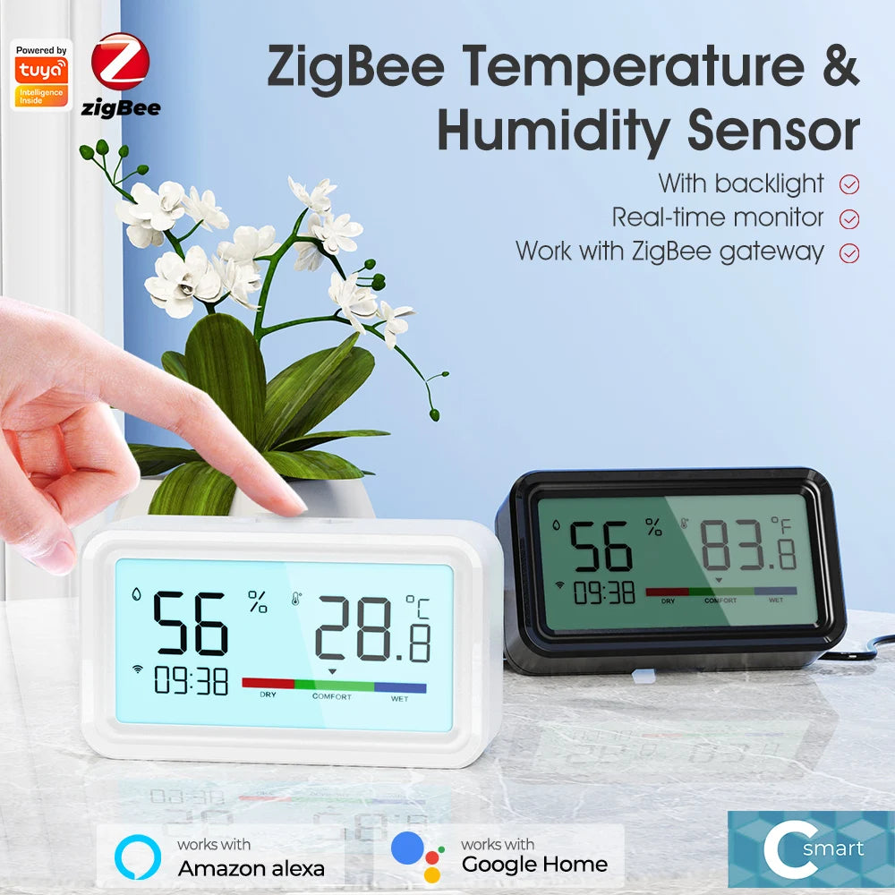Zigbee Weather Station Digital Thermometer Room Tuya Smart Hygrometer Electronic Table Clock Temperature And Humidity Sensor