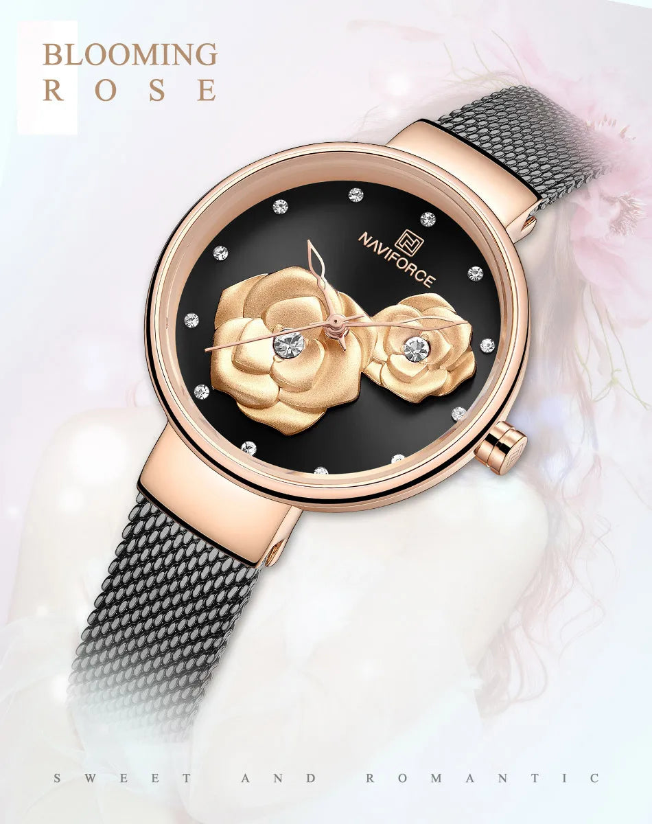 NAVIFORCE Luxury Women Watch Waterproof Dress Wristwatch Stainless Steel Bracelet Strap Elegant Lady Fashion Casual Female Gift