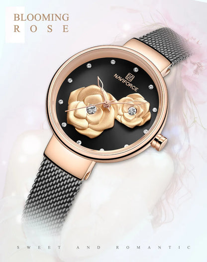 NAVIFORCE Luxury Women Watch Waterproof Dress Wristwatch Stainless Steel Bracelet Strap Elegant Lady Fashion Casual Female Gift