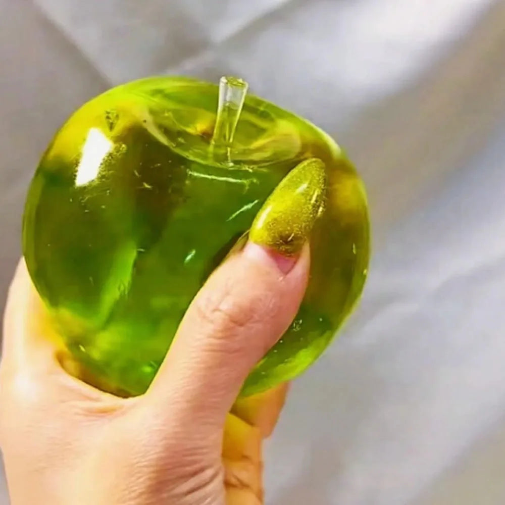@Squishy Green Apple Stress Ball Soft Fidget Sensory Toy for ADHD Autism Slow Rebound Squeeze Toy for Adults Kids Christmas Gift