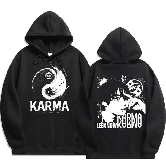 KPOP 4th Album "KARMA" Same Style Unisex Oversized Hoodie FELIX HAN BANGCHAN CHANGBIN HYUNJIN LEE KNOW K-POP Merchandise Apparel
