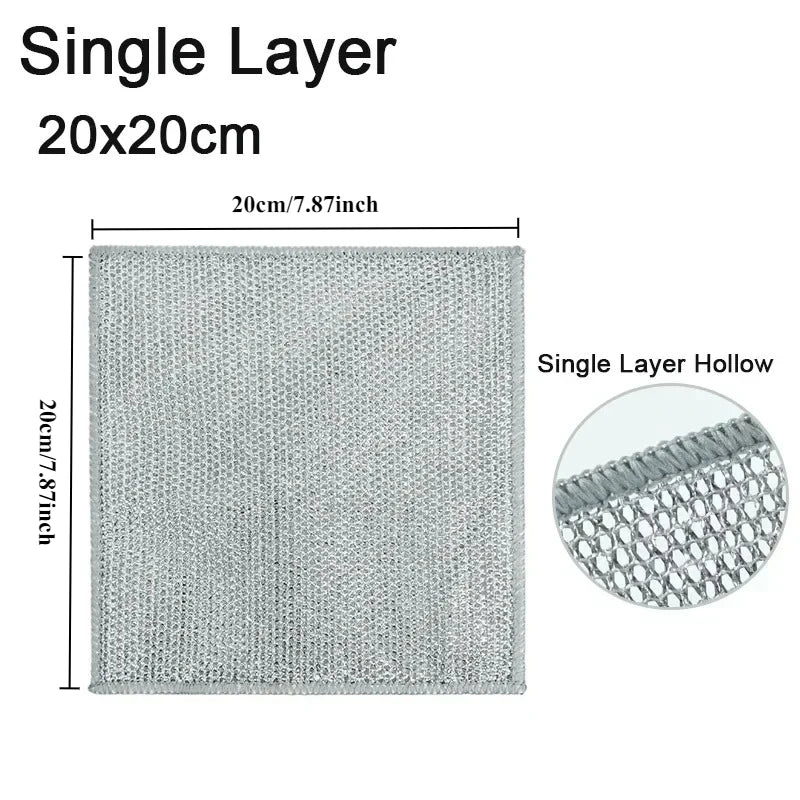 Rags for Kitchen Scrubber Wire Dishcloth Thickened Double-sided Metal Steel Cleaning Towel Pot Dish Washing Cloths Scouring Pads