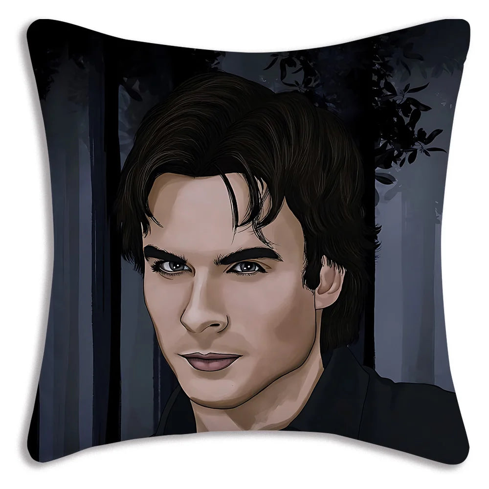 Hot American TV series Vampire Diaries Pillow Covers Sofa Decorative Home Double-sided Printing Short Plush Cute Cushion Cover