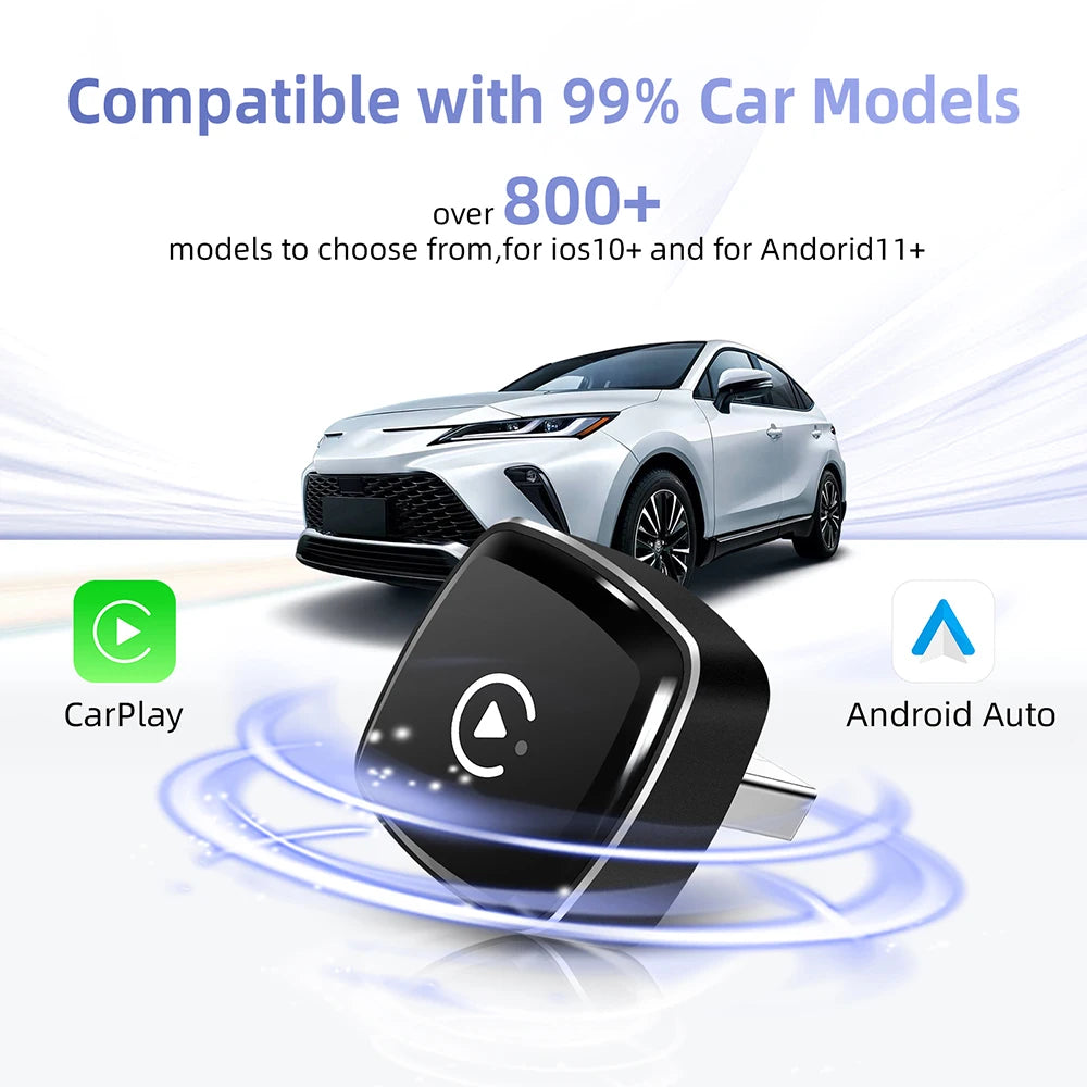 Mini 2in1 Wireless CarPlay Adapter Wireless Android Auto AI Smart Box Intelligent Systems for Wired CarPlay Car