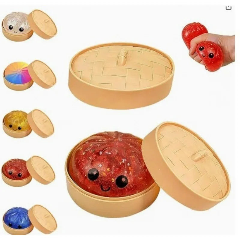 1-12Pcs Glitter Dumpling Glitter Dumpling Squishy with Box Dumplings Sensory Squeeze Toy for Stress Relief Birthday Gift