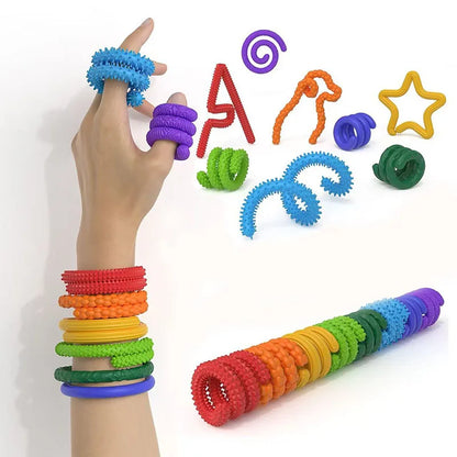8PCS Textured Flexible Sensory Fidget Sticks Stress Anxiety Relief Toys ADHD Quiet Calming Down Gifts For Teens Boys Girls