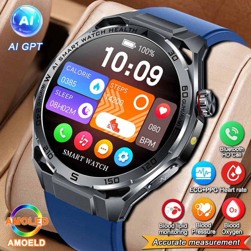 Smartwatch ECG High-End dla mężczyzn Ciśnienie krwi Lipidy Tlen we krwi Analiza ciała Kwas moczowy Monitor Zdrowia Smartwatch dla mężczyzn i kobiet