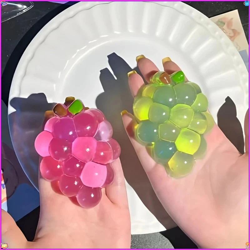 Squishy Fruit Grapes Fidget Toy Squeeze Stress Relief Hand Toy Anti-Anxiety Fruit Stretchy Slow Rising Toy Creative Sensory Toy